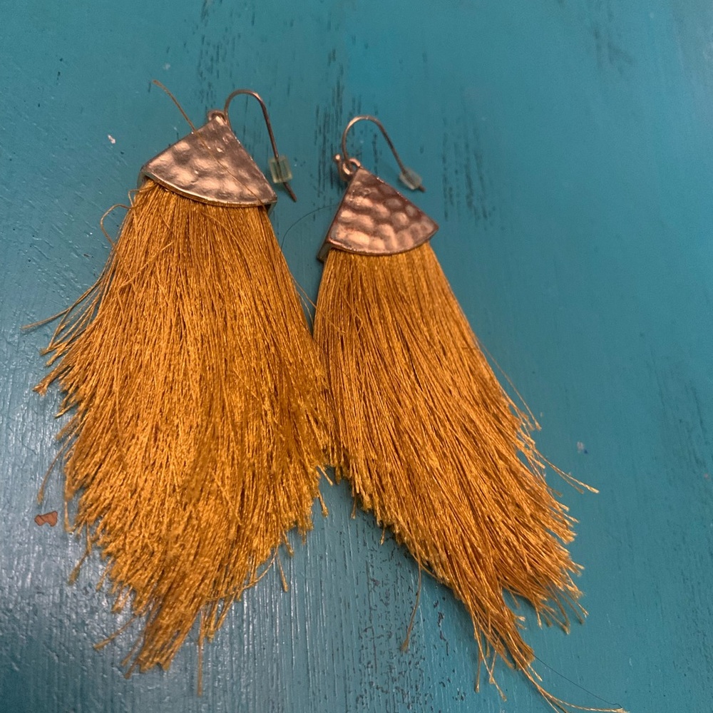 Mustard yellow tassel earrings
